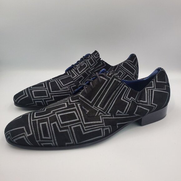 GIOVANNI CONTI SUEDE LEATHER DESIGN SHINY DRESS SHOE LACE LOAFERS BLACK 42 US 9 - Picture 2 of 7